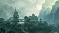 Artwork drawings asian architecture