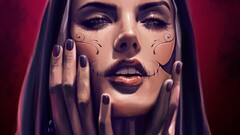 artwork fantasy art fantasy girl face Women painted nails makeup