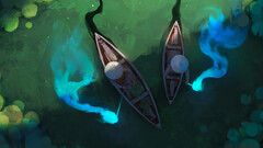 artwork fantasy art river boat