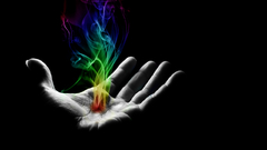 Artwork hand colorful smoke