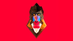 artwork justin maller Facets Mandrill red background Animals 3d