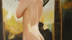 Artwork nude brunettes woman