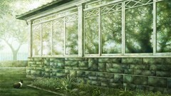 artwork rabbits reflection window Trees Animals Mammals building