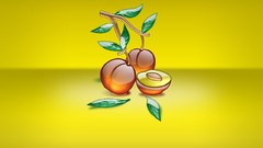 Artwork simplistic multicolor fruits