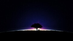 artwork sky Stars Trees night landscape Starry Night night sky