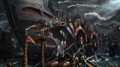 Artwork steam engine steamboat