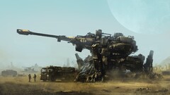 artwork tank concept art War soldier futuristic mech weapon