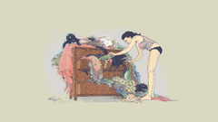 Artwork woman panties piano