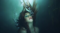 artwork Women underwater fantasy girl fantasy art bubbles