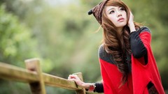 Asia brunettes wood fence