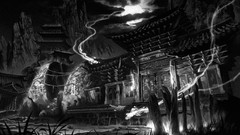Asia ghosts monochrome artwork