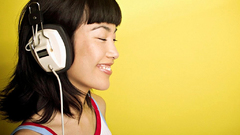 Asian smile headphones girl
