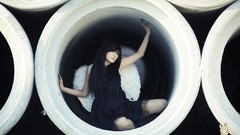 Asians angels models black hair Korean Ryu Ji Hye