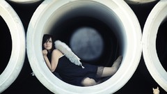 Asians angels models black hair Korean Ryu Ji Hye