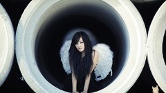 Asians angels models black hair Korean Ryu Ji Hye