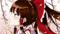 Asians anime girls brunettes hakurei reimu touhou vectors Ke-ta