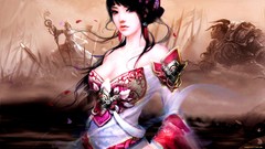 Asians blue eyes black hair fantasy art pale skin