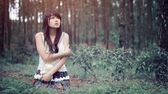 Asians brunettes bangs Viet Nam