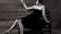 Asians models black dress Korean Ryu Ji Hye