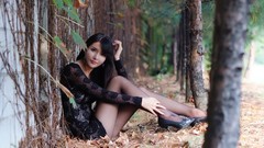 Asians models black hair Korean Cha Seon Hwa