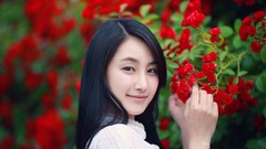 Asians models black hair Korean girls in nature Choi Ji Hyang