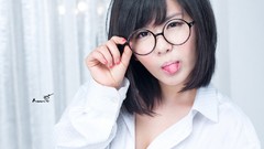 Asians models black hair Korean Ryu Ji Hye