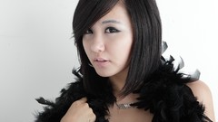 Asians models black hair Korean Simple Background Ryu Ji Hye