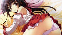 Ass Anime beds anime girls brown eyes brunettes