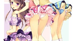 Ass Anime blondes skirts blush blue hair anime girls blue eyes 