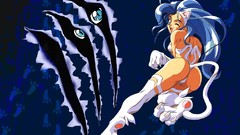Ass Anime blue hair wink animal ears tails capcom Darkstalkers 