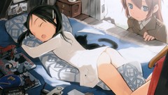 Ass Anime brown anime girls blue eyes black hair strike witches 