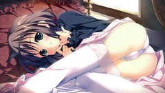 Ass Anime brown beds legs stockings blush anime girls short 