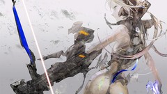 Ass Anime crystals white hair bows bodysuits