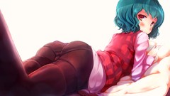 Ass anime girls short hair pantyhose green hair touhou kazami 