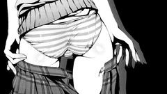 Ass Anime monochrome anime girls ecchi underwear panties 
