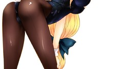 Ass Anime red eyes blondes anime girls cleavage boobs Simple 