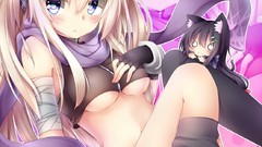 Ass Anime sitting blondes smiling anime girls black hair 