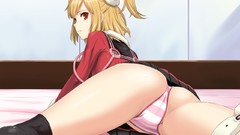 Ass Anime stripes blondes skirts anime girls ecchi panties 