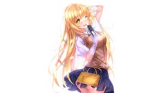 Ass Anime white background gloves shirts handbag blondes skirts 