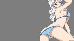 Ass Anime white hair blush anime girls blue eyes fairy tail 