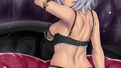 Ass antenna back socks red eyes gloves sitting bracelets anime 