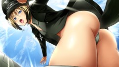 Ass Army soldiers hats military flying jackets blondes anime 