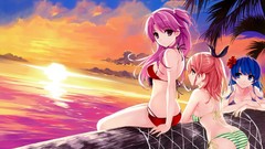 Ass Beaches blue hair pink hair anime girls blue eyes misaki 