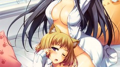 Ass beds long hair anime girls blue eyes tomose shunsaku 