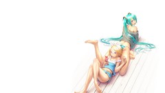 Ass blondes anime girls hatsune miku vocaloid bare shoulders 