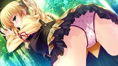 Ass blondes blush anime girls lingerie green eyes panties Prism 