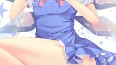 Ass blue hair anime girls touhou cirno panties video games