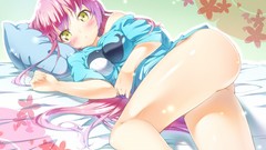 Ass blush pink hair anime girls yellow eyes ecchi