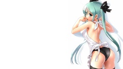 Ass bows shadows blush long hair green eyes hatsune miku 