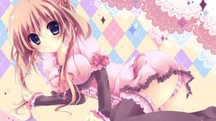 Ass brown dress anime girls blue eyes underwear panties thigh 